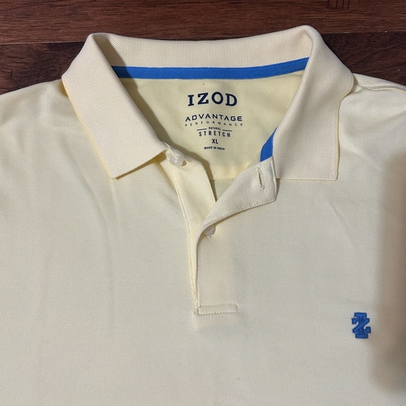 Izod Men's Polo Shirt in yellow with Blue Logo - Picture 2 of 2